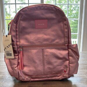 State Bags Kane Kids Double Pocket Backpack - Pink/Silver